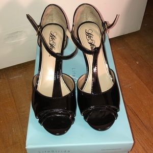 Black open-toed heels